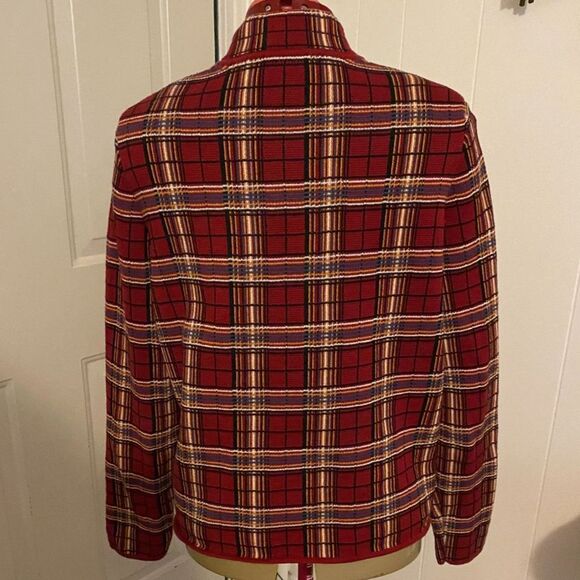 Christopher & Banks Plaid Zip Up 100% Cotton Jacket Women Size L - Picture 5 of 8